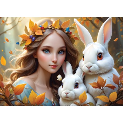 Puzzle Alipson-Puzzle-50129 Lady and Bunnies