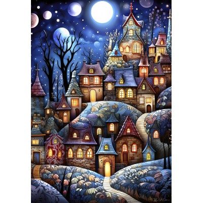 Puzzle Alipson-Puzzle-F-50093 Dorf unter dem Mond