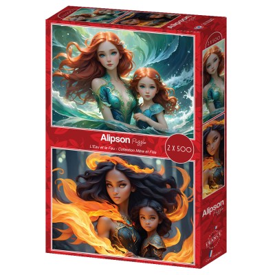Alipson-Puzzle-F-50221 2 Puzzles - L'Eau et le Feu - Collection Mère et Fille