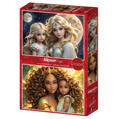 Alipson-Puzzle-F-50222 2 Puzzles - La Lune et le Soleil - Collection Mère et Fille
