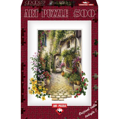 Puzzle Art-Puzzle-4189 Dorfgasse in voller Blüte