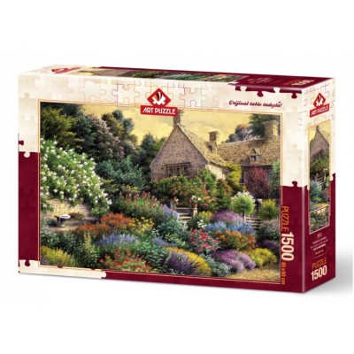 Puzzle Art-Puzzle-4541 Cottage und bunter Garten