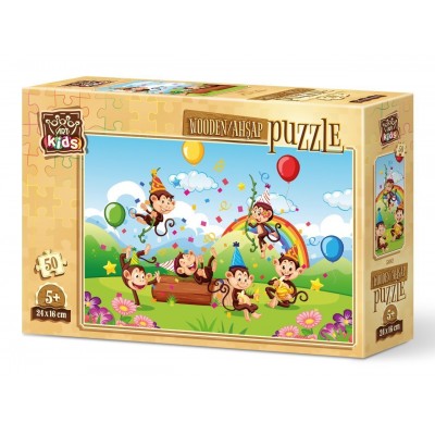 Art-Puzzle-5882 Wooden Puzzle - Monkey's Party
