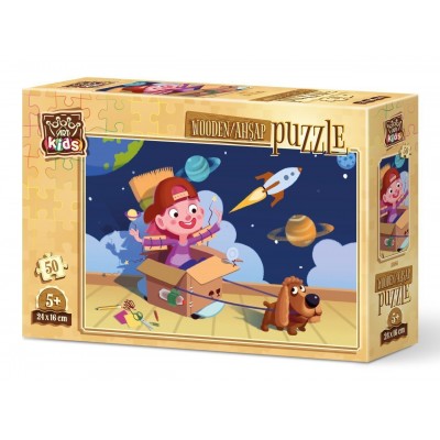 Art-Puzzle-5886 Wooden Puzzle - Tiny Astronaut