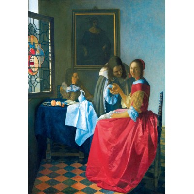 Puzzle Art-by-Bluebird-60067 Vermeer- The Girl with the Wine Glass, 1659