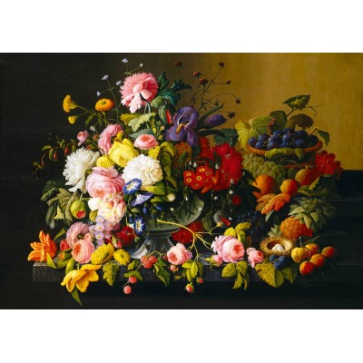 Puzzle Art-by-Bluebird-F-60289 Severin Roesen - Still Life, Flowers and Fruit, 1855