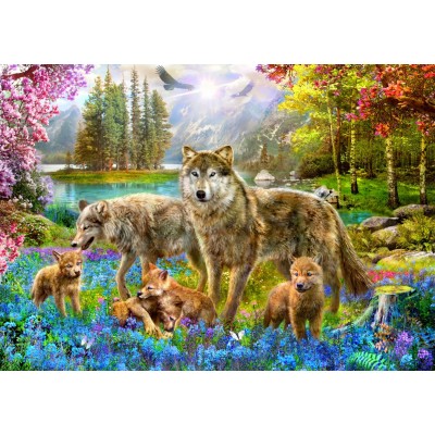 Puzzle Bluebird-Puzzle-70195 Spring Wolf Family