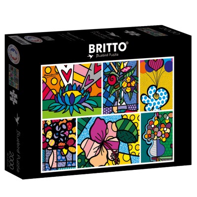 Puzzle Bluebird-Puzzle-F-90023 Romero Britto - Collage: Flowers