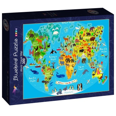 Puzzle Bluebird-Puzzle-F-90091 World Travel Map