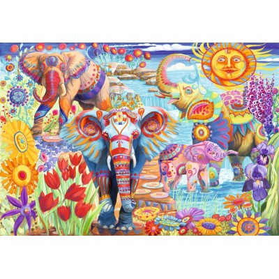 Puzzle Bluebird-Puzzle-F-90367 Elephants in the Garden