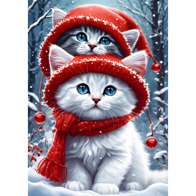 Puzzle Bluebird-Puzzle-F-90802 Kitties in the Winter