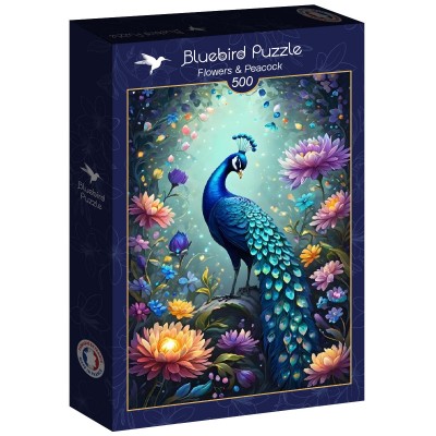 Puzzle Bluebird-Puzzle-F-90847 Flowers & Peacock