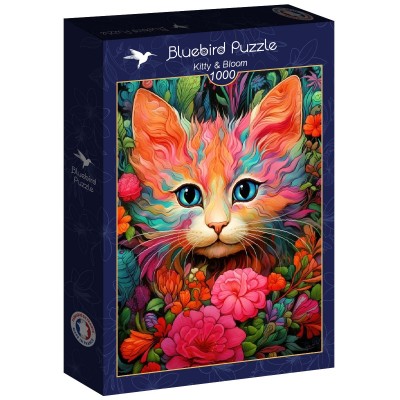 Puzzle Bluebird-Puzzle-F-91019 Kätzchen und Blüte