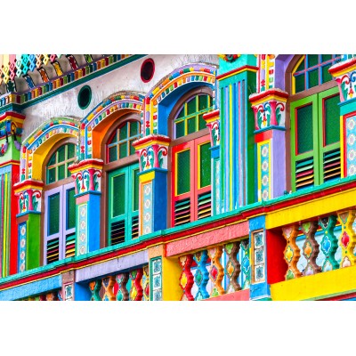 Puzzle Bluebird-Puzzle-F-91042 Bunte Fassade, Singapur