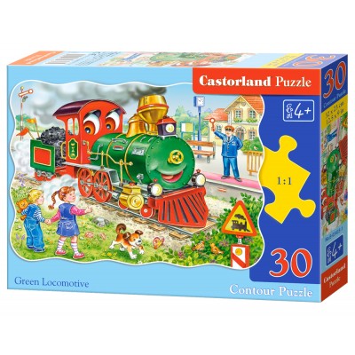 Puzzle Castorland-03433 Grüne Lokomotive