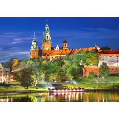 Puzzle Castorland-103027 Pologne, Cracovie : Château Wawel la Nuit