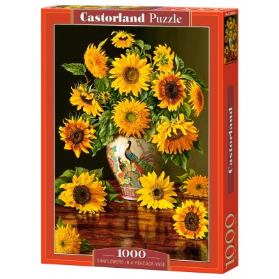 Puzzle Castorland-103843 Sunflowers in a Peacock Vase