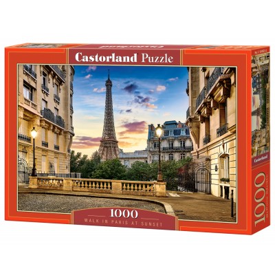 Puzzle Castorland-104925 Spaziergang in Paris bei Sonnenuntergang