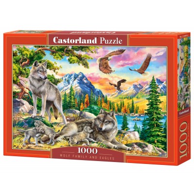 Puzzle Castorland-104970 Famille de loups et Aigles