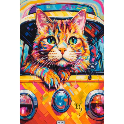 Puzzle Castorland-105229 Cat Bus Travel