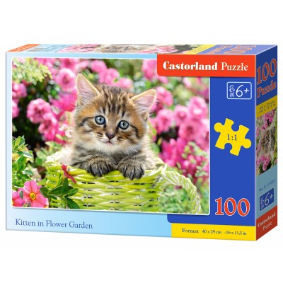 Puzzle Castorland-111039 Kitten in Flower Garden