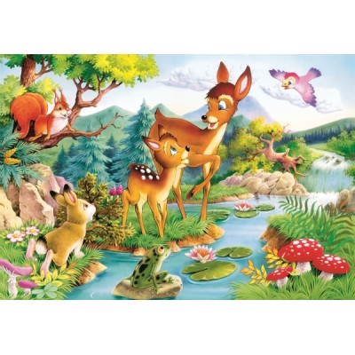 Puzzle Castorland-12725 Tiere im Wald