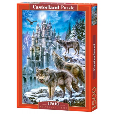 Puzzle Castorland-151141 Wölfe vor dem Schloss