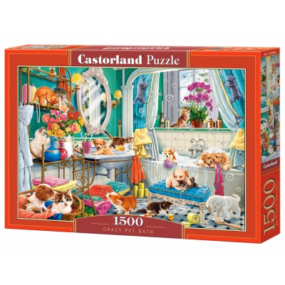 Puzzle Castorland-152094 Le Bain des Animaux de Compagnie