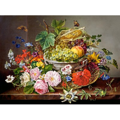 Puzzle Castorland-200658 Still Life with Flowers and Fruit Basket