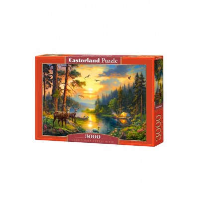 Puzzle Castorland-300686 Sonnenuntergang am Forest River