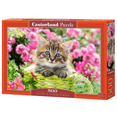 Puzzle Castorland-52974 Kitten in Flower Garden