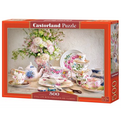Puzzle Castorland-53384 Still Life with Porcelain and Flowers