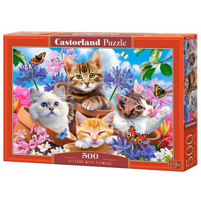 Puzzle Castorland-53513 Kittens with Flowers