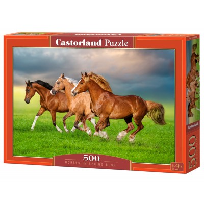Puzzle Castorland-54084 Pferde im Spring Rush
