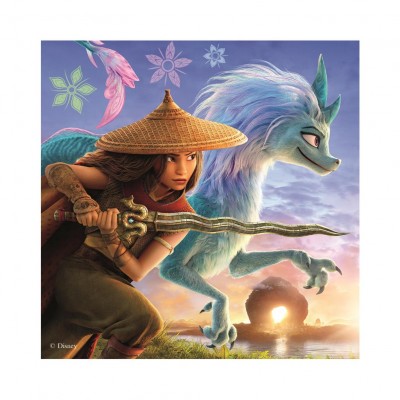 Dino-33534 3 Puzzles - Raya und Freunde
