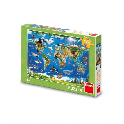 Puzzle Dino-34356 XXL Pieces - Animal Map