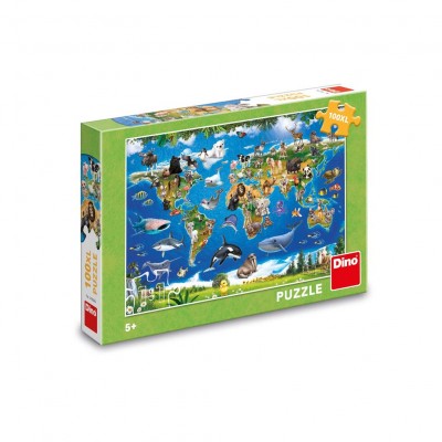 Puzzle Dino-34356 XXL Pieces - Animal Map