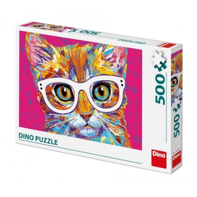 Puzzle Dino-50236 Katze mit Brille