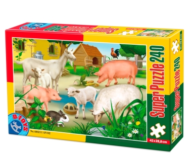 Puzzle Dtoys-60211-AN-02 Tiere vom Bauernhof: Schweine, Schafe und Kaninchen
