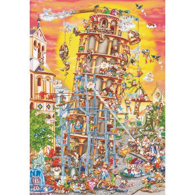 Puzzle Dtoys-61218 Cartoon Collection: Der schiefe Turm von Pisa, Italien