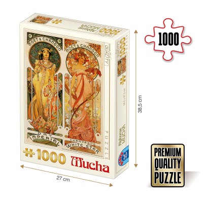 Dtoys-70081 Jigsaw Puzzle - 1000 Pieces - Alphonse Mucha : Moet and Chandon, Cremant Imperial