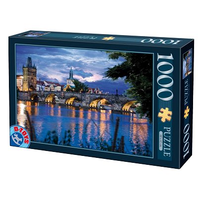 Puzzle DToys-70500 Bei Nacht - Tschechien: Prag