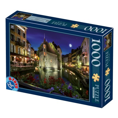 Puzzle DToys-70531 Bei Nacht - Frankreich: Annecy