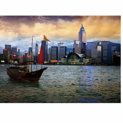 Puzzle DToys-70548 Paysages Nocturnes - Hong-Kong : Baie de Hong-Kong