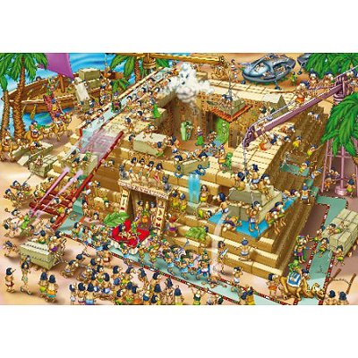 DToys-70890 Jigsaw Puzzle - 1000 Pieces - Cartoon Collection : Building the Pyramids, Egypt