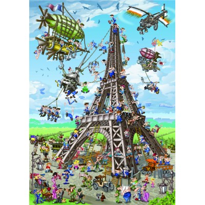 Puzzle Dtoys-74683 Cartoon Collection - Construction de la Tour Eiffel