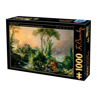 Puzzle Dtoys-74980 François Boucher: Paysage Fluvial avec Temple Antique
