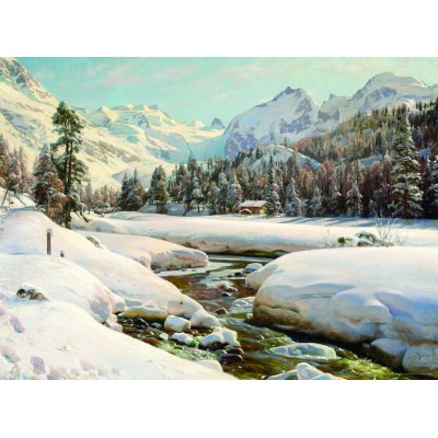 Puzzle Dtoys-77660 Peder Mørk Mønsted - Winter Landscape in Switzerland near Engadin