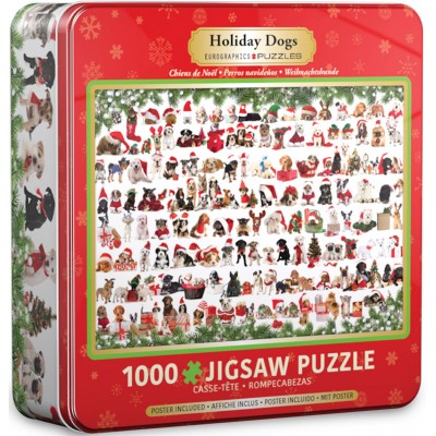 Puzzle Eurographics-8051-0939 Holiday Dogs Tin