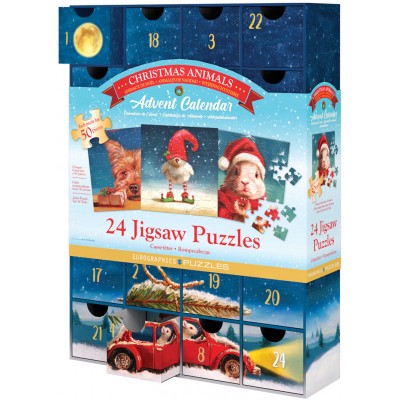 Eurographics-8924-5734 Adventskalender - Christmas Animals - 24 Puzzles